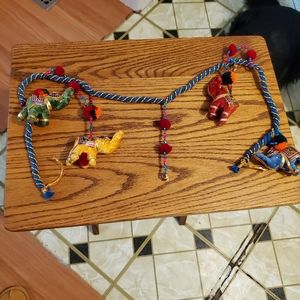 Hanging Elephant Figurines covered with Recycled Sari Fabric, Handcrafted Colour